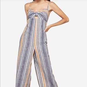 Women's Blue Variegated Stripe Culotte Jumpsuit